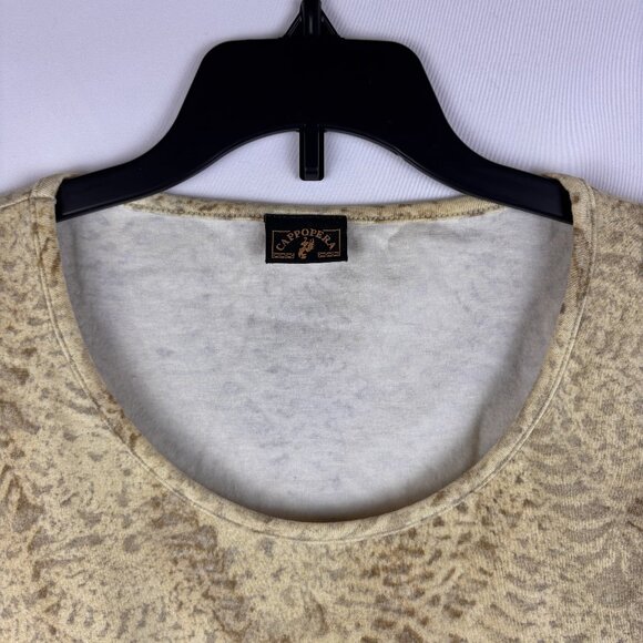 Large Cappopera Vintage T Shirt Scoop Neck Short Sleeve Cotton Soft Patterned - Picture 3 of 11